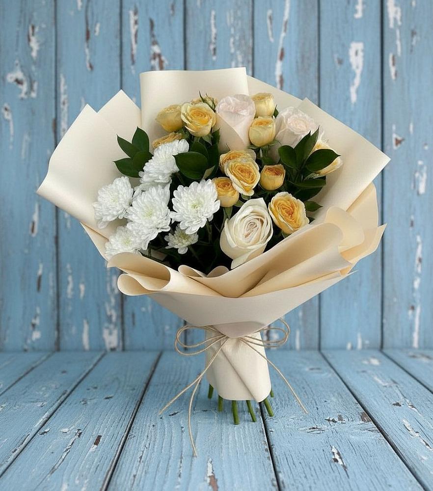 Букет цветов из: Розы и Хризантемы в Знаменке