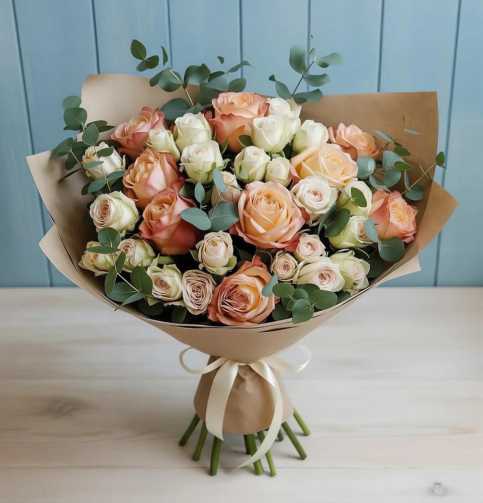 Букет цветов из: Альстромерии и Розы в Знаменке