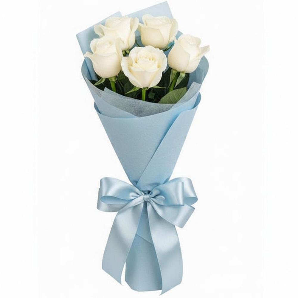 Букет 5 Белых роз Проуд в Знаменке