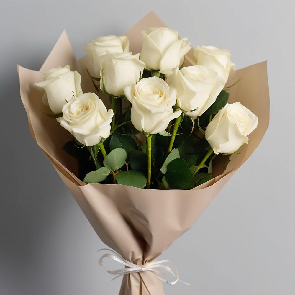 Букет 9 Белых роз Эдлесс Лав в Знаменке