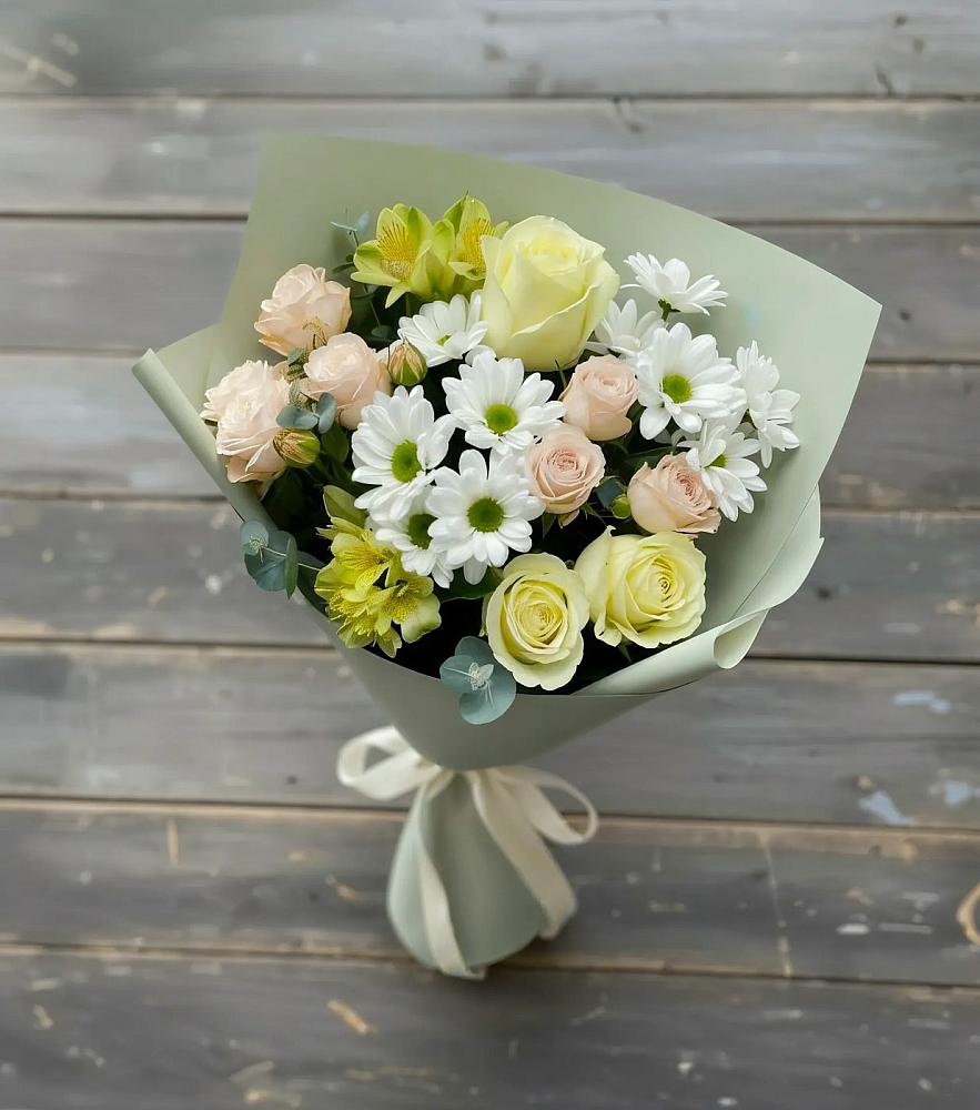 Букет цветов из: Альстромерии, Розы и Хризантемы в Знаменке