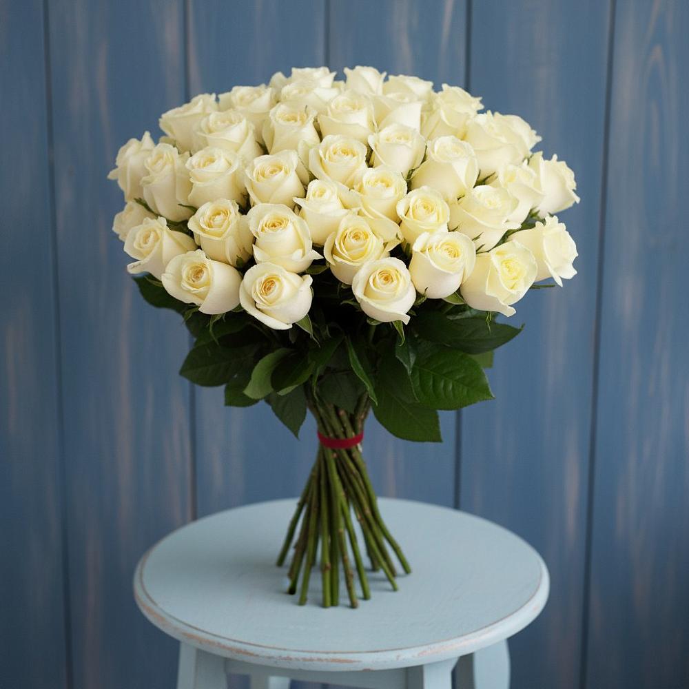 Букет 51 Белая роза Эдлесс Лав в Знаменке