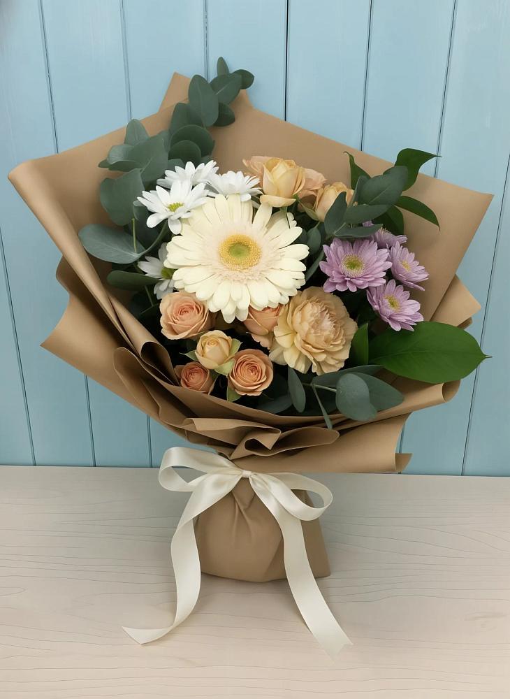 Букет цветов из: Герберы и Хризантемы в Знаменке