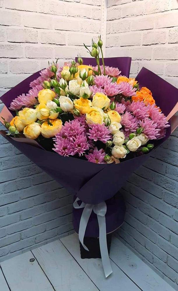 Букет цветов из: Хризантемы и Розы в Знаменке