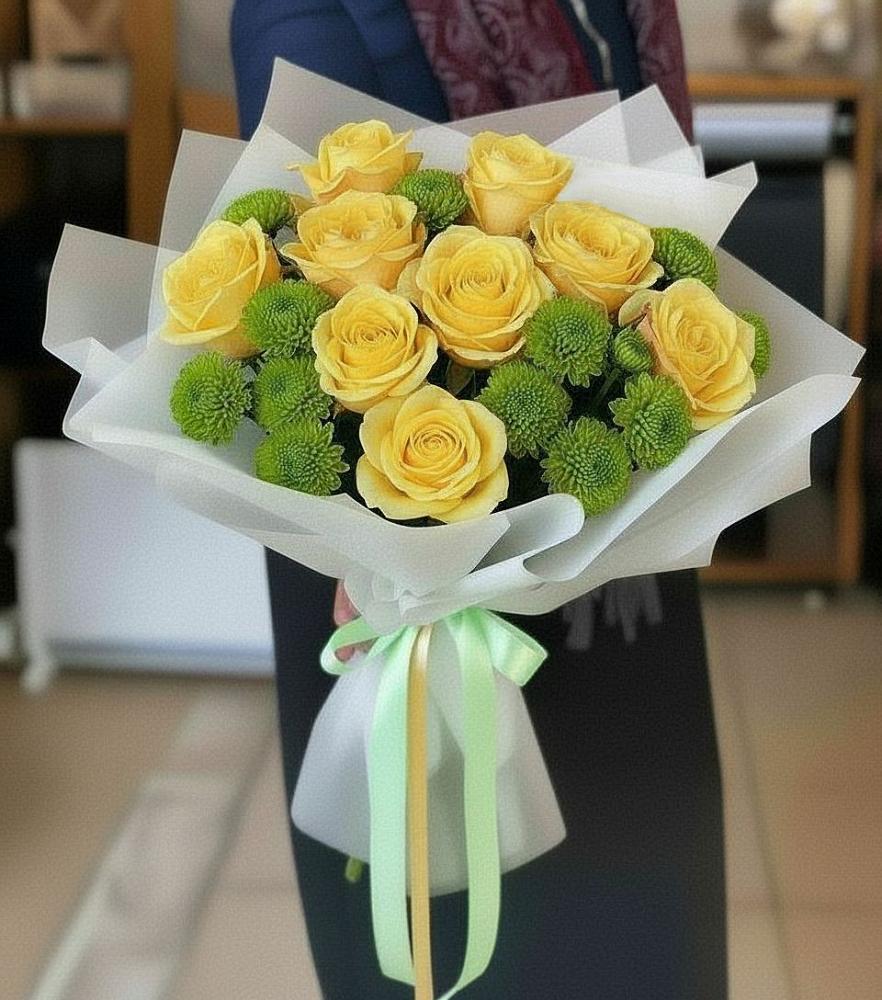 Букет цветов из: Хризантемы и Розы в Знаменке