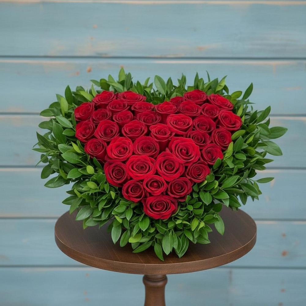 Цветочная композиция из Розы в виде сердца в Знаменке