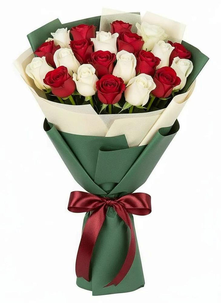 Букет Микс из красных и белых роз в Знаменке