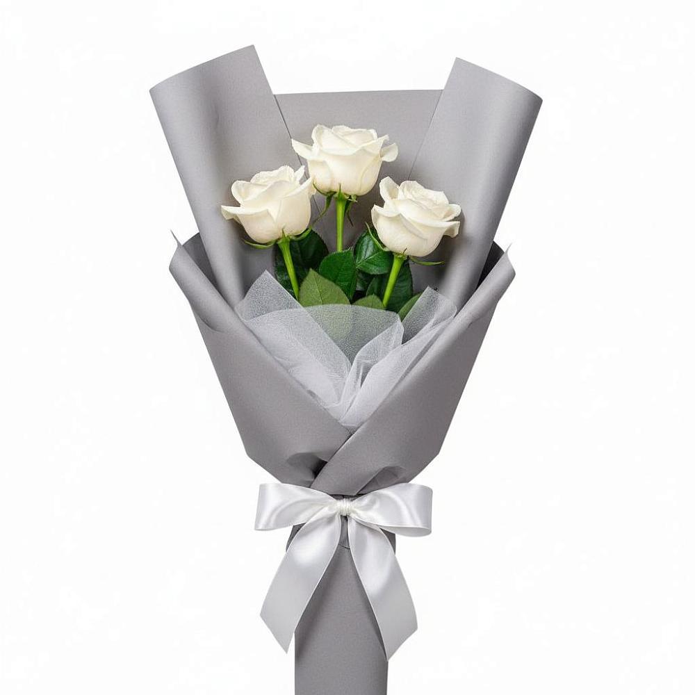 Букет 3 белые розы в Знаменке