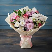 Букет цветов из:  Хризантемы, Альстромерии и Розы в Знаменке