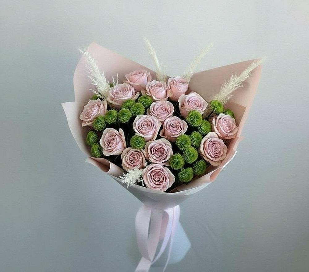 Букет цветов из: Розы и Хризантемы в Знаменке