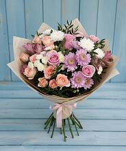 Букет цветов из:  Хризантемы, Розы и Альстромерии в Знаменке