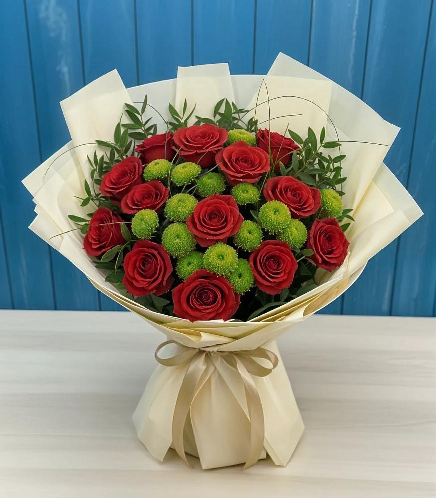 Букет цветов из: Розы и Хризантемы в Знаменке