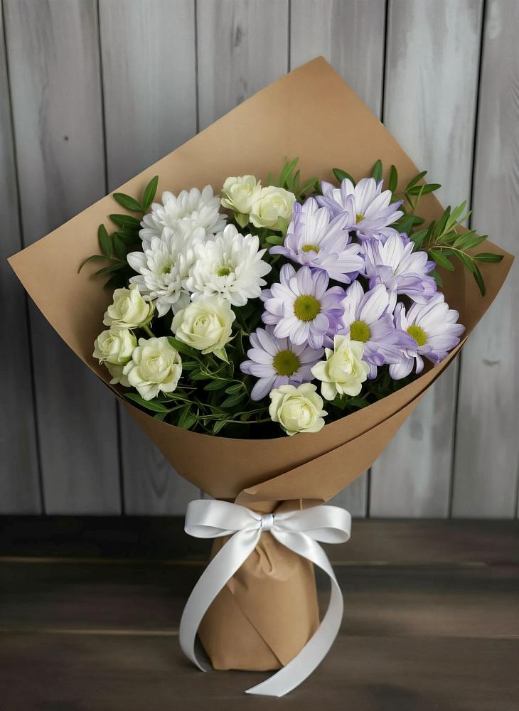 Букет цветов из: Хризантемы и Розы в Знаменке
